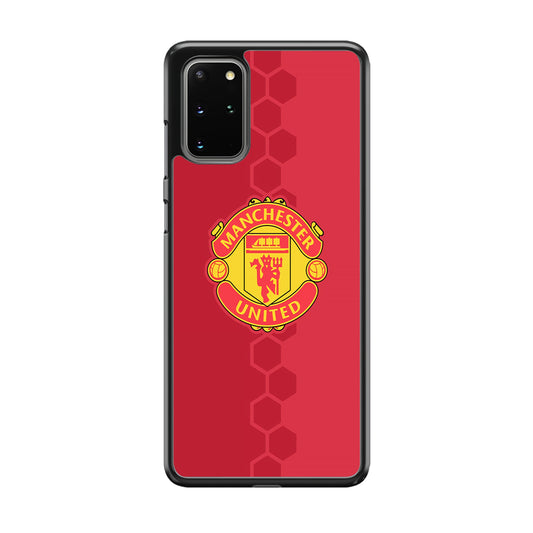 Man. United Red Hexagon and Emblem Samsung Galaxy S20 Plus Case