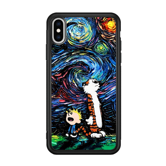 Calvin and Hobbes Starry Night iPhone Xs Case