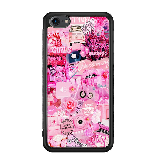 Girly Aesthetic Pink Sticker iPod Touch 6 Case